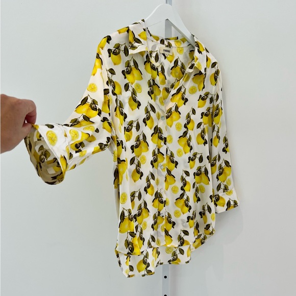 L’AGENCE LEMON PRINT SILK TOP SIZE XL NWOTS! - Picture 7 of 17